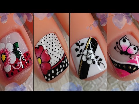 Diseños de uñas DIFERENTES | uñas de pies decoradas 💅🌸🦋
