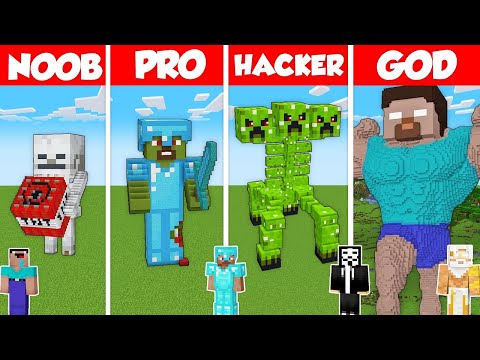 MONSTER SCHOOL STATUE BUILD CHALLENGE - Minecraft Battle: NOOB vs PRO vs HACKER vs GOD / Animation
