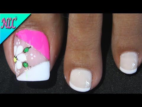 DISEÑO DE UÑAS PARA PIES FLOR Y FRANCÉS PARA PRINCIPIANTES ¡Muy Fácil! – FRENCH NAIL ART – NLC