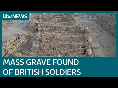 Mass grave of 81 British soldiers uncovered 200 years after their deaths in Netherlands | ITV News