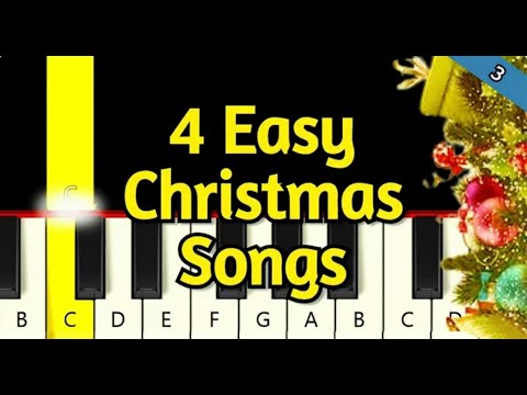 4 Very Easy Christmas Songs - Easy and Slow Piano tutorial - Beginner