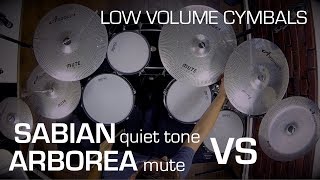Video thumbnail for Sabian Quiet Tone vs Arborea Mute low noise cymbals sound demo comparison by drumtecTV