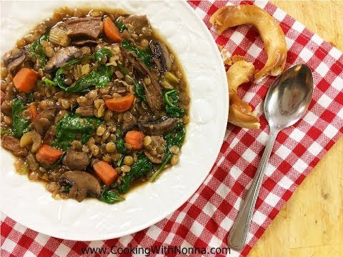 Lentil Soup with Mushrooms -  Rossella's Cooking with Nonna