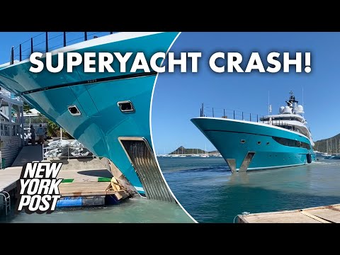 Superyacht crash destroys dock in seconds | New York Post