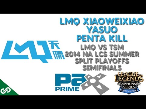 LMQ XiaoWeiXiao Yasuo Penta Kill - 2014 NA LCS Summer Playoffs Semifinals
