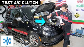 HOW TO TEST AC COMPRESSOR CLUTCH ON FIAT 500 ABARTH, FIAT 500 AC BLOWS HOT