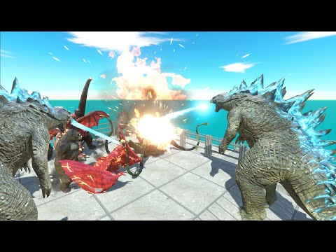 GODZILLA 2014 DEATH RUN RESCUE DINOSAURS FROM KAIJU MONSTERS  - Animal Revolt Battle Simulator