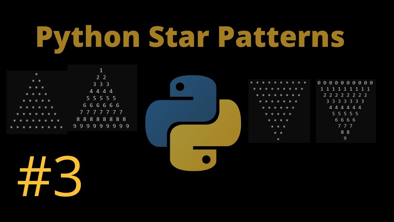 Python 3 Pyramid Patterns with Star and Number #3