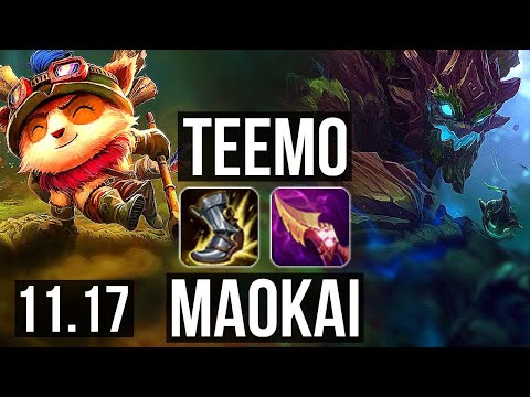 TEEMO vs MAOKAI (TOP) | Rank 2 Teemo, 6 solo kills, 900+ games, 10/2/4 | NA Challenger | v11.17