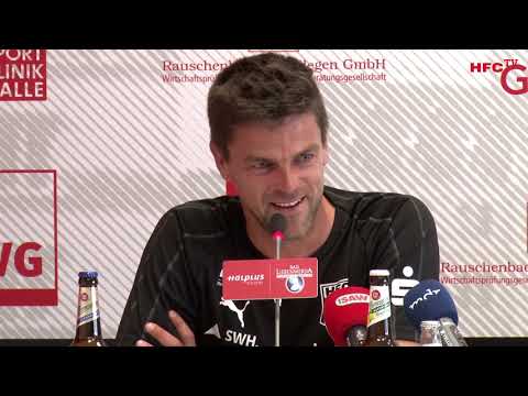 8. Spieltag: Hallescher FC - VfR Aalen | Pressekonferenz vor dem Spiel