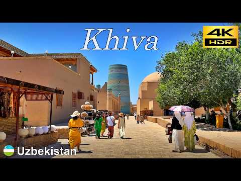Khiva Walking Tour | Evening walk the World Heritage Site of Itchan Kala | Uzbekistan 🇺🇿 [4K HDR]