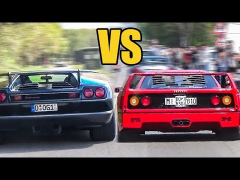 Lamborghini Diablo vs Ferrari F40 - SOUND BATTLE!