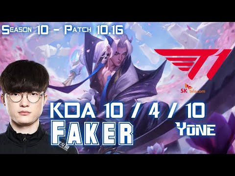 T1 Faker YONE vs AKALI Mid - Patch 10.16 KR Ranked