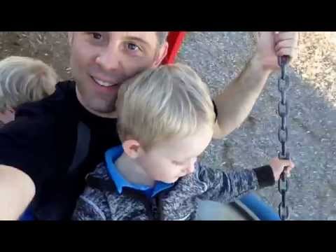 Daddy Liam  and Quinn on one swing!