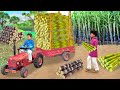 Mini Tractor Pulling Heavy Sugarcane Load Hindi Kahani Hindi Moral Stories New Funny Comedy Video