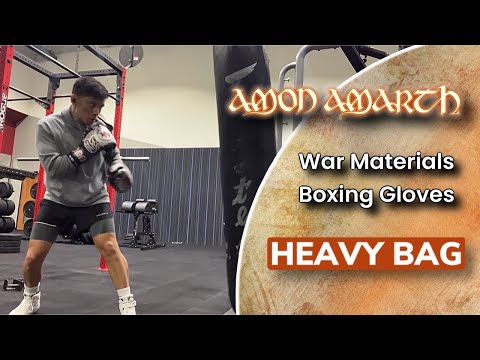 Hitting Heavy Bag With Amon Amarth War Materials Boxing Gloves