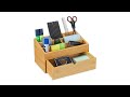 Organiseur de bureau en bambou Marron - Bambou - Bois manufacturé - 28 x 15 x 17 cm