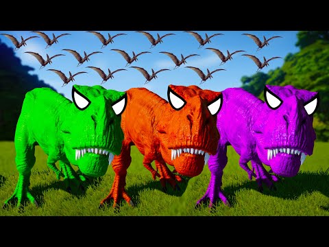 T-REX COLOR PACK vs SPINOSAURUS vs CARNOTAURUS vs ALLORAPTOR - Jurassic World Evolution