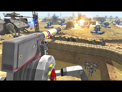 Clone Army MEGA-FORTRESS Defense of Droid Siege! - Men of War: Star Wars Mod