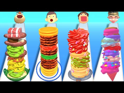 NOODLE RUN vs BURGER RUN vs PANCAKE RUN vs ICE CREAM RUNNER - Gameplay Max Levels Update 2024 ios
