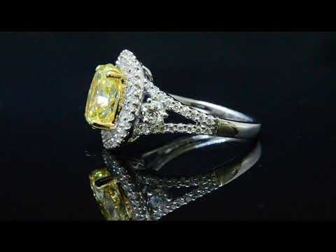 Oval Cut Canary Diamond Halo Engagement Ring