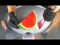 ASMR Watermelon Ice Cream Rolls How To Make Melon To Ice Cream Oddly Satisfying Food Fusion 芋泥