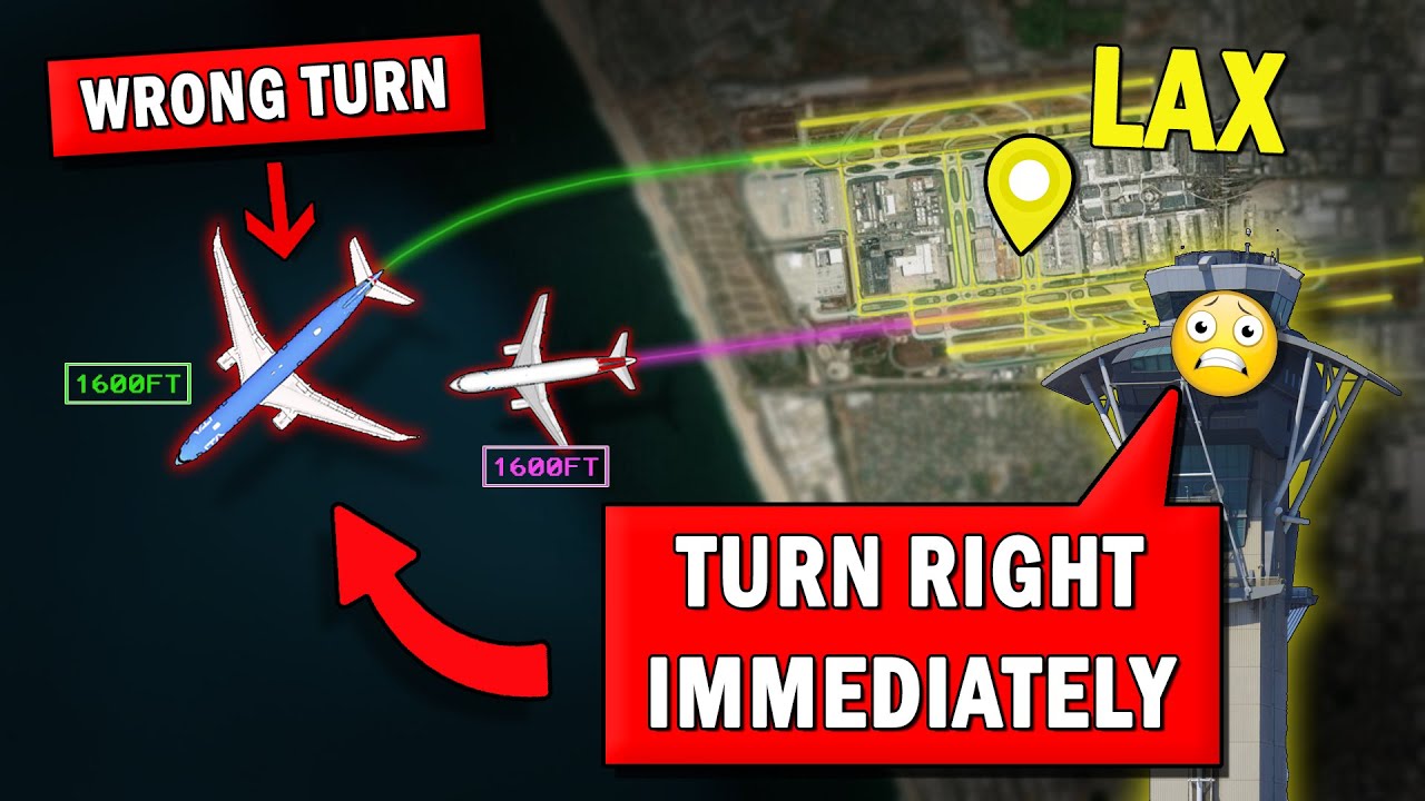 Near MID-AIR COLLISION | Pilots Make Wrong Turn Off LAX!