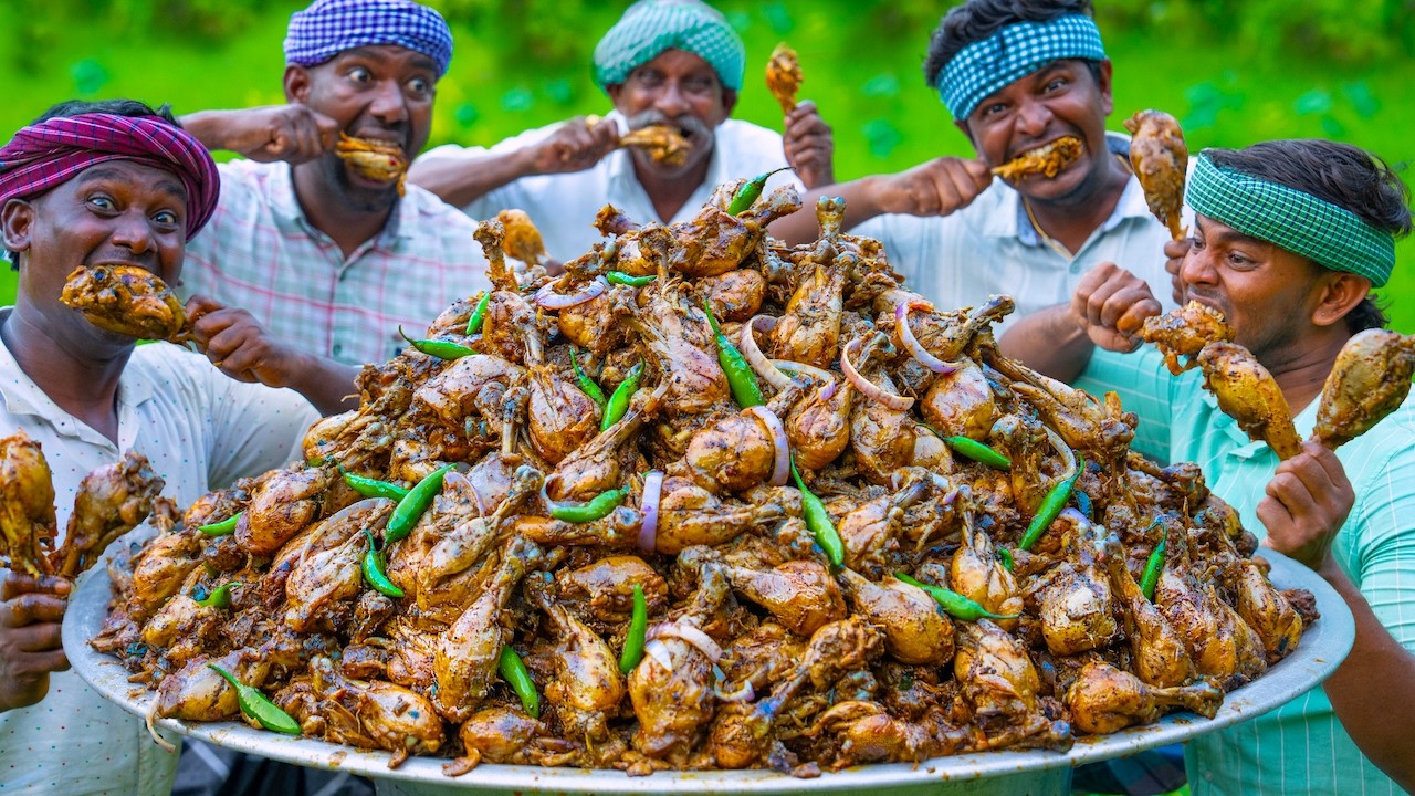 CHICKEN LEG PIECE Pepper Fry | Village Style Chicken Recipe Cooking & Eating | Simple Chicken Recipe