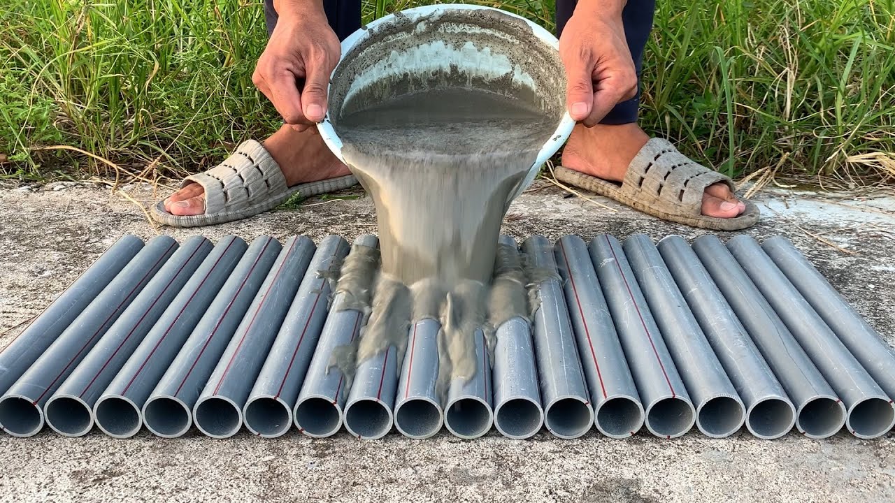 Plastic pipe mold // Simple, easy and creative way to make flower pots from cement and plastic pipes