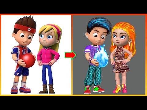 Ryder Katie Paw Patrol Glow Up Elemental  - Disney Pixar Art - PAW PATROL