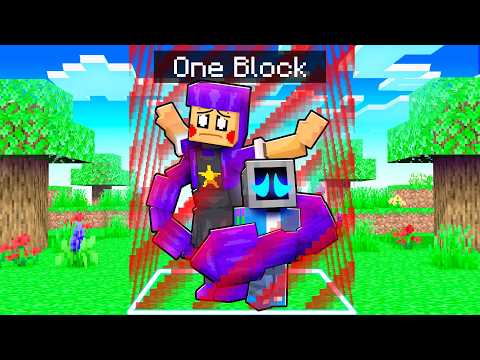Locked on ONE BLOCK with LILY LOVEBRAIDS in Minecraft!