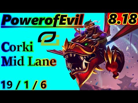 PowerofEvil as Corki Mid Lane - S8 Patch 8.18 - NA Challenger - Full Gameplay