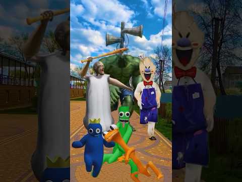 Hulk Ice Scream vs Granny vs Rainbow Blue catches up and want to steal ice cream 🍦😂 #viral