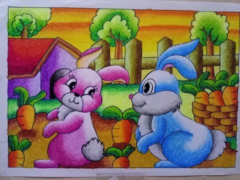 How To Draw Cara Mewarnai Gradasi Crayon Oilpastel Bunny