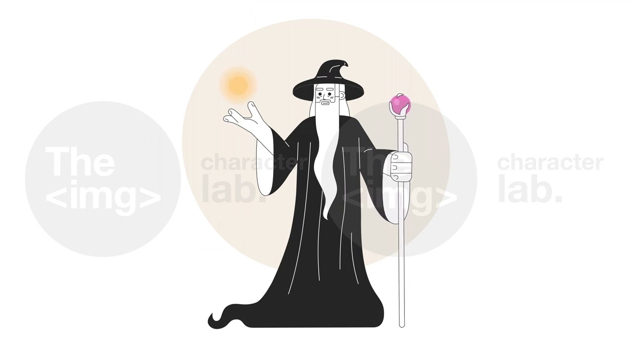 Wizard magic bw 2D animation