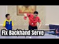 Ti Long guides and fixes Backhand Serve technical errors for players in Sweden | Part 5