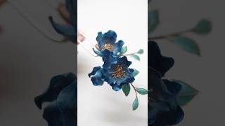 A blue version of Rosewood Poem Silk Flower Hairpin 💙💙#velvetflowers #ronghua #silkflowers