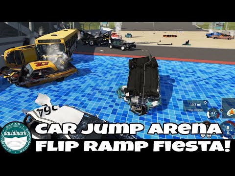 BeamNG Drive Car Jump Arena Flip Ramp Fiesta!