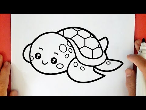COMMENT DESSINER UNE TORTUE DE MER KAWAII