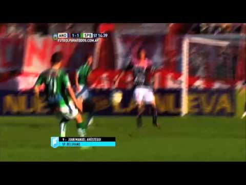 Gol de Aróstegui. Los Andes 1 - Sp. Belgrano 1. Fecha 33. B Nacional 2015. FPT