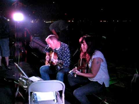Rick Moody and Hannah Marcus at Walt Whitman festival, Brooklyn Bridge Park
