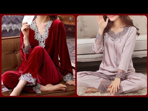 Gorgeous & Stylistic Women's Sexy Lace Trim Velvet PJ Set Velvet Nightwear Ideas