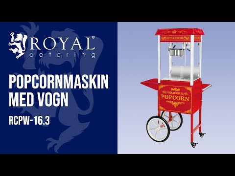 video - Popcornmaskin med vogn - Retro design - rød