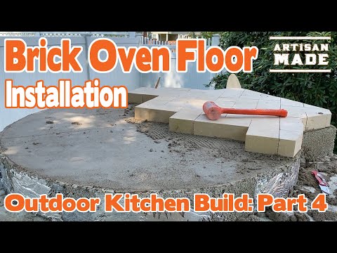 How to build a brick oven / outdoor kitchen build / Part 4- Brick Oven Floor Installation