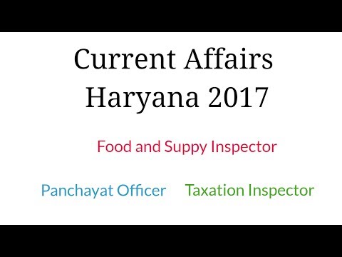 Current Affaris Haryana for HSSC | Panchayat Officer, Food Supply Inspector, Taxation Inspector Video