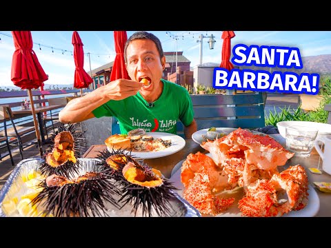 Golden URCHIN YOLK + Box Crab!! FOOD TOUR in Santa Barbara - California Coast!