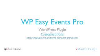 WP Easy Events Pro WordPress Plugin – Customizations