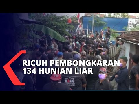 Ricuh! 134 Rumah Liar di Semarang Digusur, Warga Lakukan Pelemparan ke Petugas