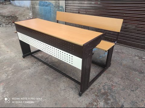 Wooden park bench, with backrest, 3 seater