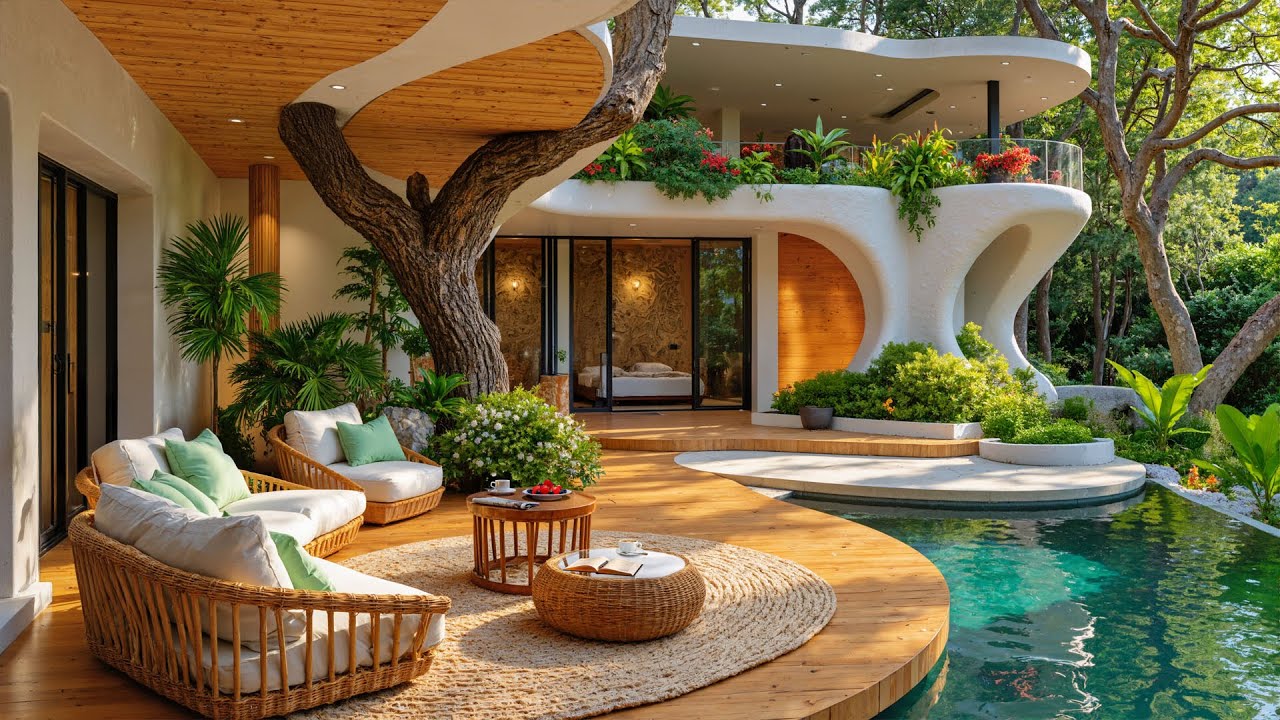 🍃 Smooth Jazz in Luxury Forest Café for Focus | Morning Ambience & Smooth Piano for Stress Relief